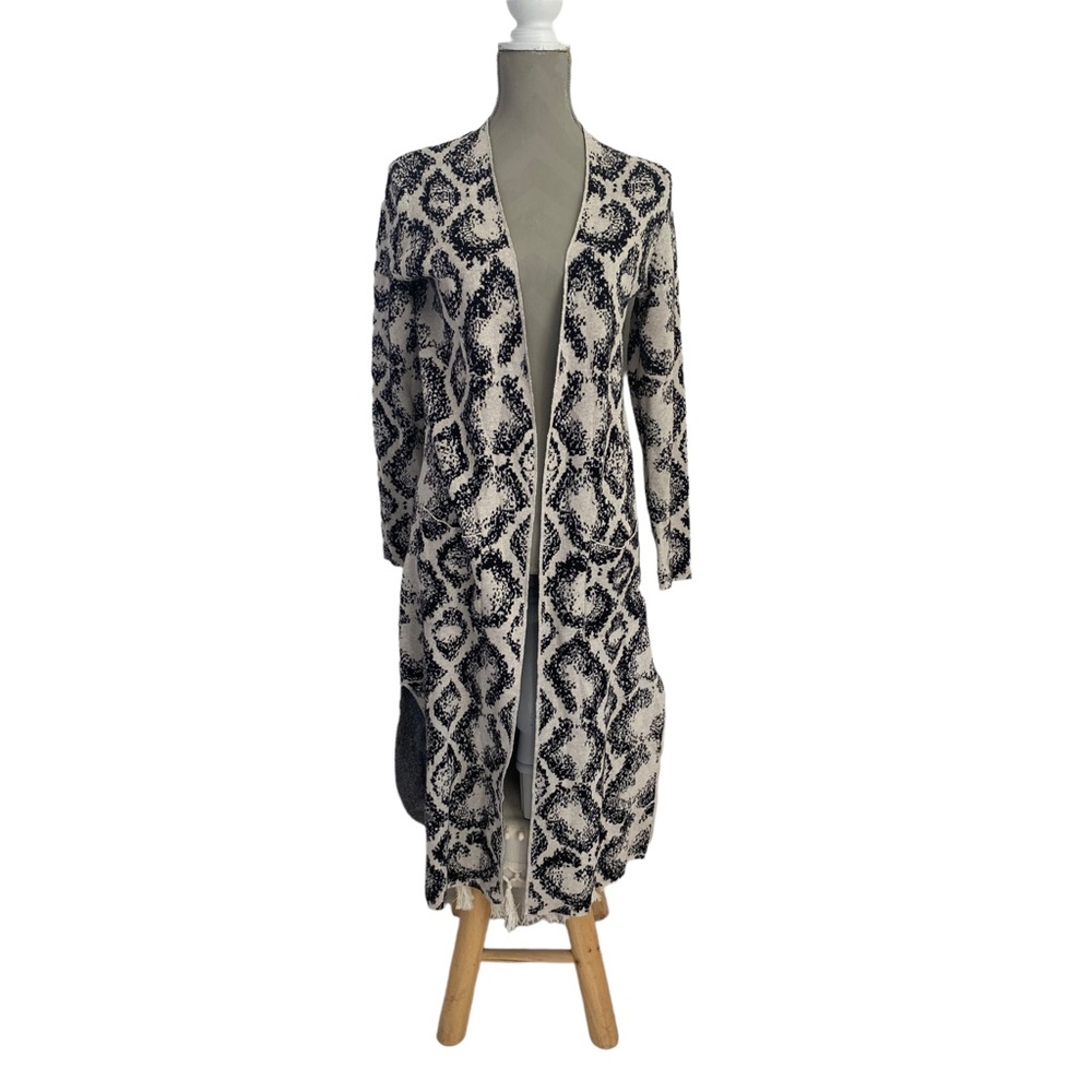 For Thee long Snake Print Cardigan Patch Pockets in Front Size Small